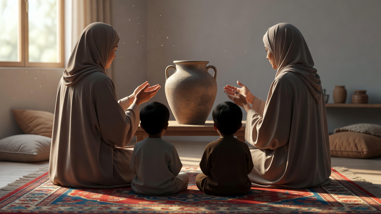 خلق الأمانة لدى الأطفال: قصة الجرة والرجلين الأمينين