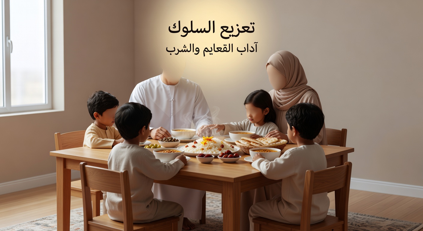 أدب الطعام للأطفال: تعليم قول بسم الله قبل الأكل
