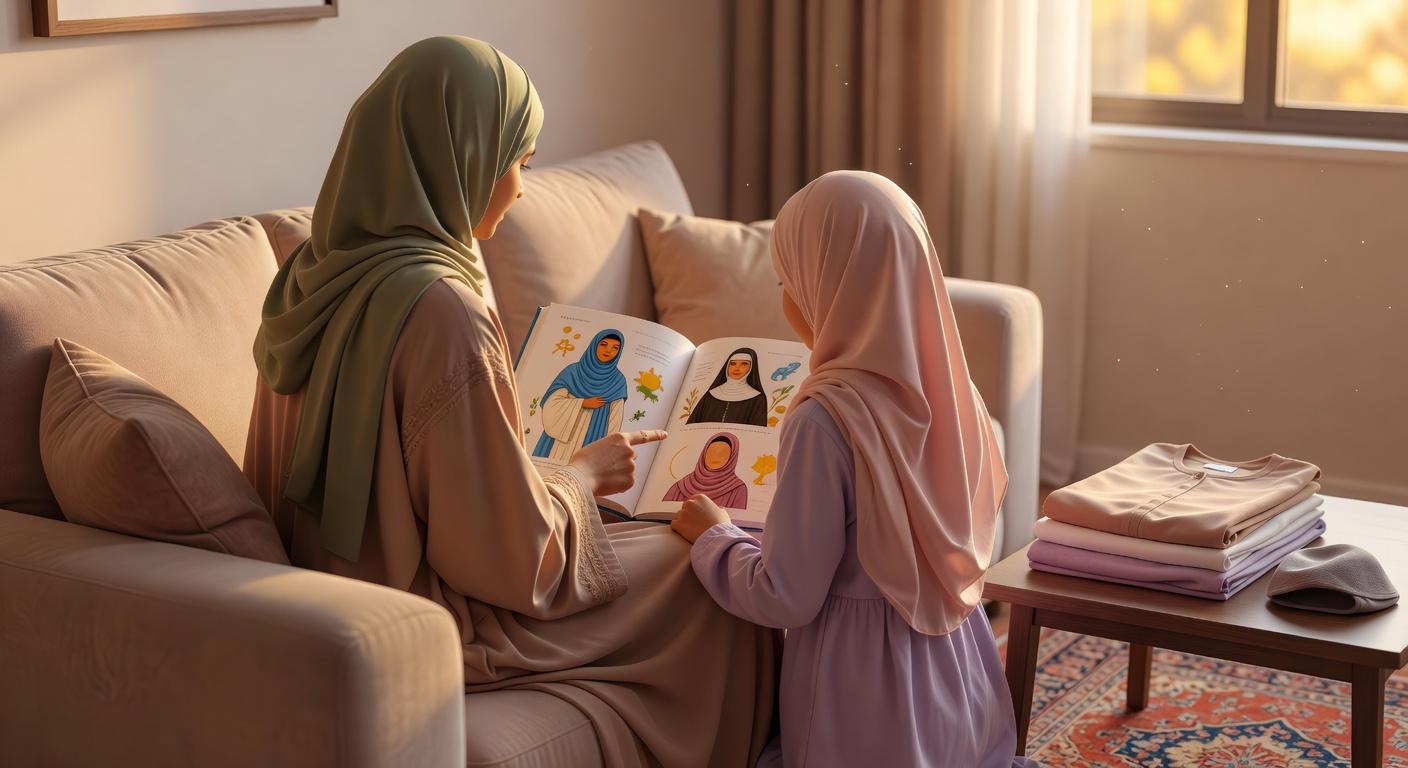 كيفية تعليم الأطفال اختيار الملابس المحتشمة مع الحجاب في الإسلام والشرائع السماوية