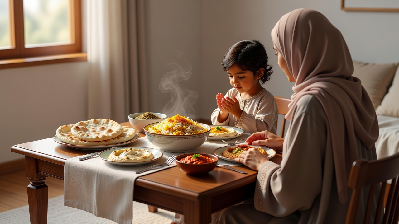 كيف تعلمين طفلك آداب الطعام بالتسمية مع السنة النبوية الشريفة