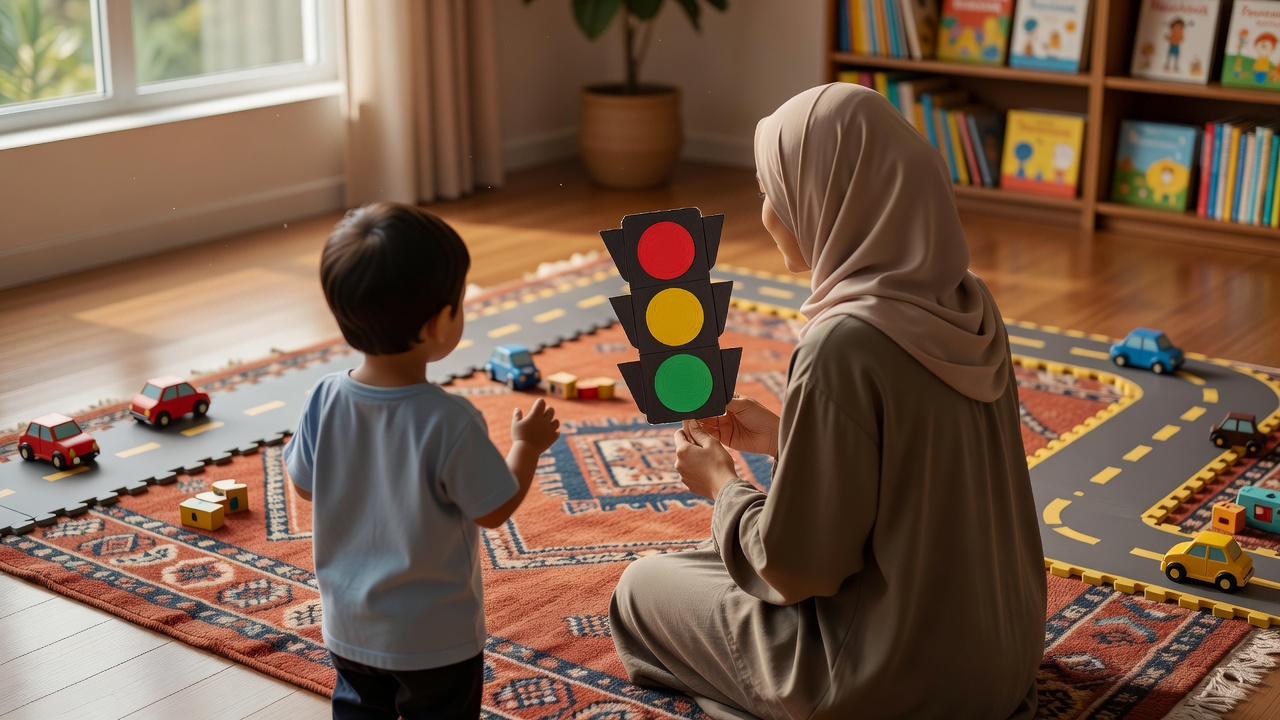لعبة إشارة المرور: كيفية تعليم طفلك مهارة الاستماع باللعب الممتع