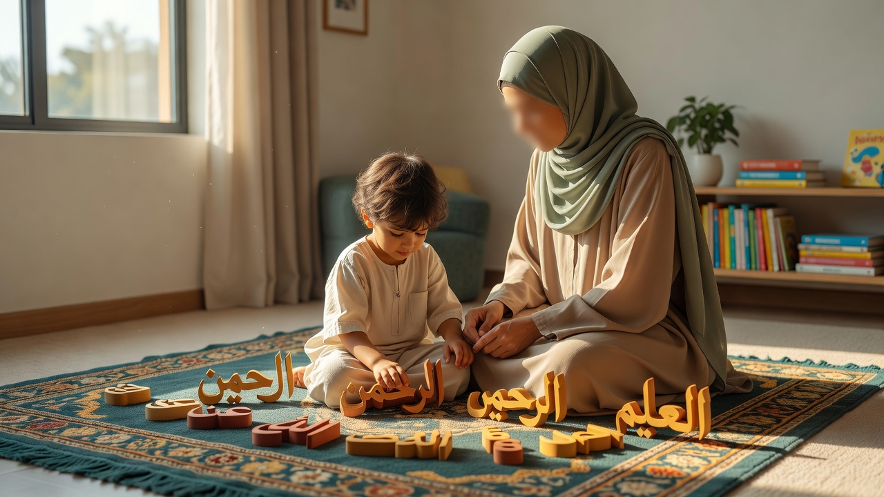 تعليم أسماء الله الحسنى للأطفاص الصغار من خلال الحرف التفاعلية الإسلامية