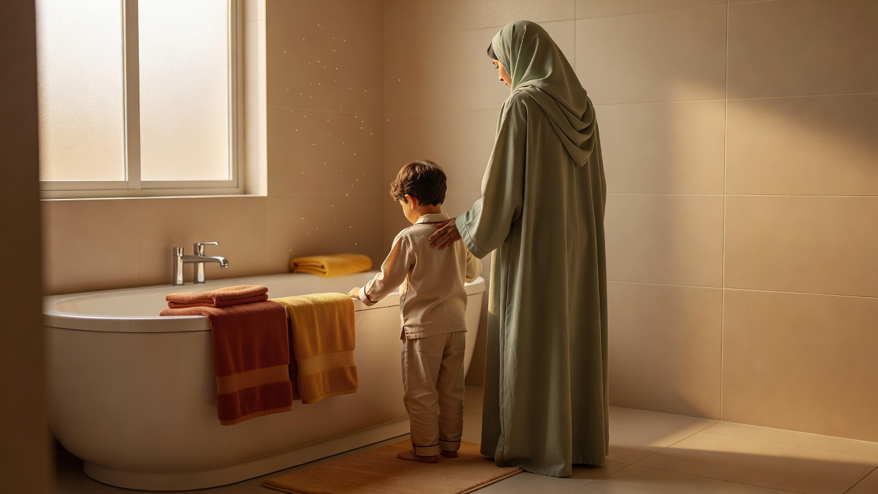 آداب الاستحمام للأطفال: كيفية تعليم التفكر والحذر في الحمامات