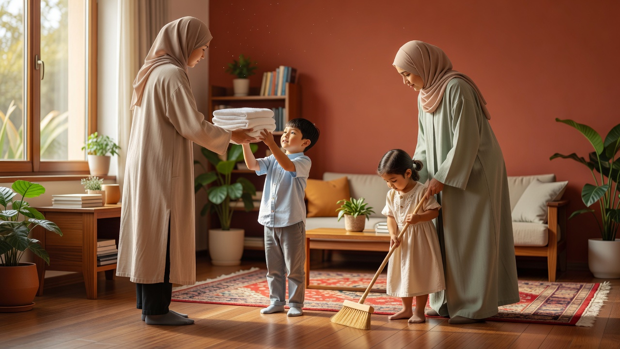 كيفية تنظيم وقت لأعمال المنزل مع الأطفال لتعزيز السلوك الإيجابي