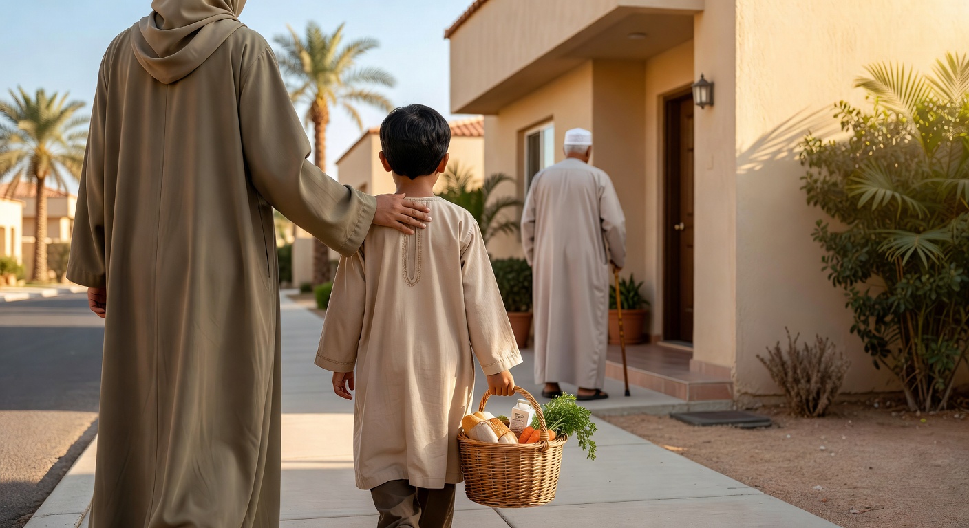 كيف تساعد طفلك في إدارة المهمات الخيرية للجيران المسنين في التربية الإسلامية