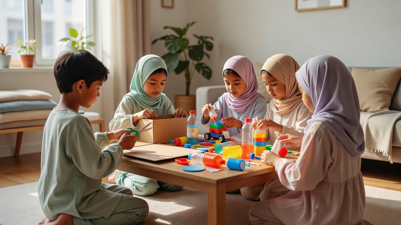 تعزيز التعاون والعمل الجماعي لدى الأطفال من خلال ألعاب إعادة التدوير