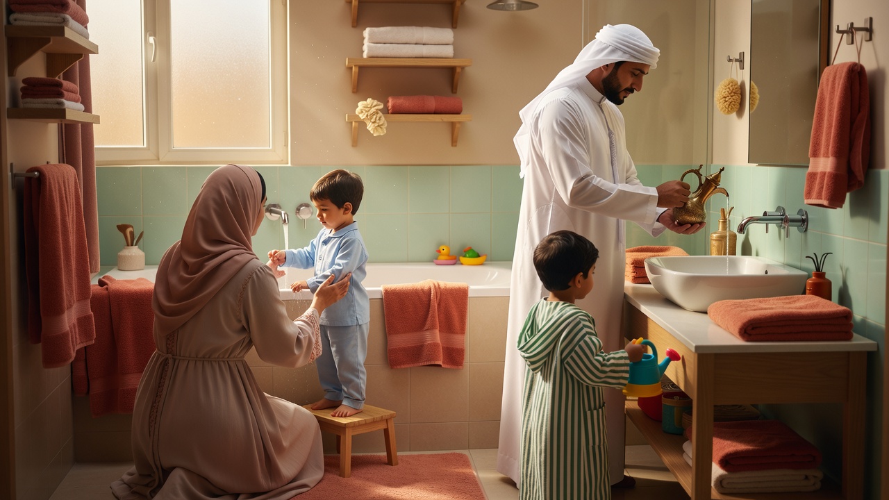 آداب الاستحمام يوم الجمعة للآباء والأمهات مع أطفالهم