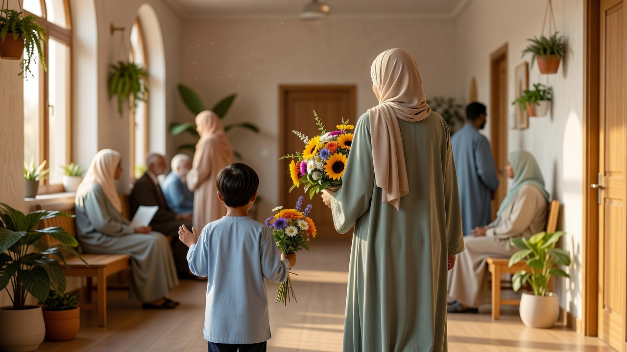 كيف يعلّم طفلكِ العمل التطوعي بزيارة كبار السن مع باقات الزهور